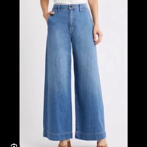 Wide Leg Blue Denim Trouser Jeans for Women
